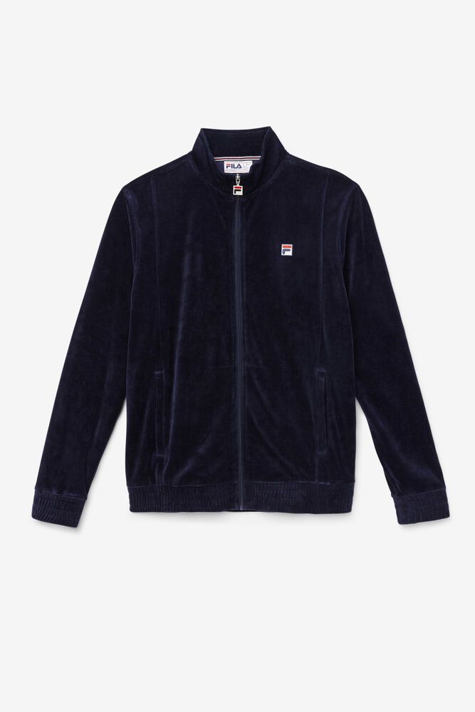 Fila Jacket O-fit Velour Mens Navy - India KAU-086359